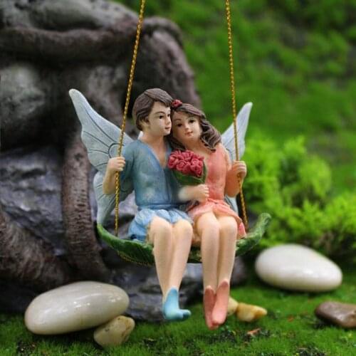 Couple Flower Fairy Garden Pendant Creative Scene Decorations Resin Crafts Suitable For Valentines Day Perfect Gift