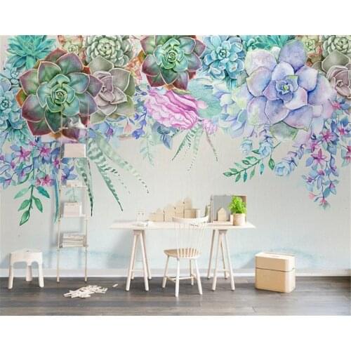 Beibehang Custom classic silky wall paper Nordic simple 3D succulent flower style stereo background papel de parede 3d wallpaper