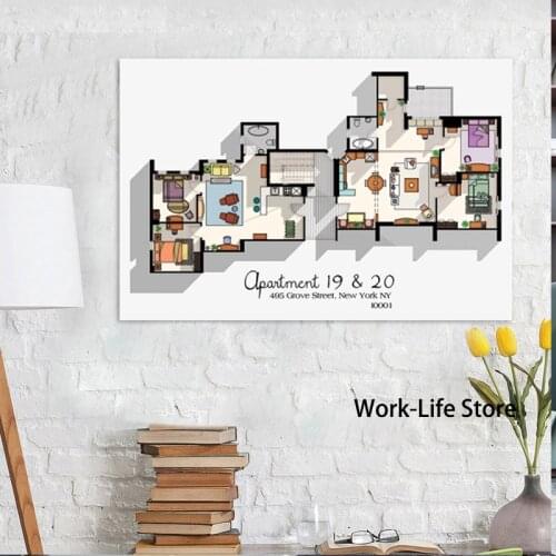 Friends TV Series Apartment 19 & 20 Poster Canvas Painting Movie Posters and Prints Wall Art Pictures for Living Room Home Decor