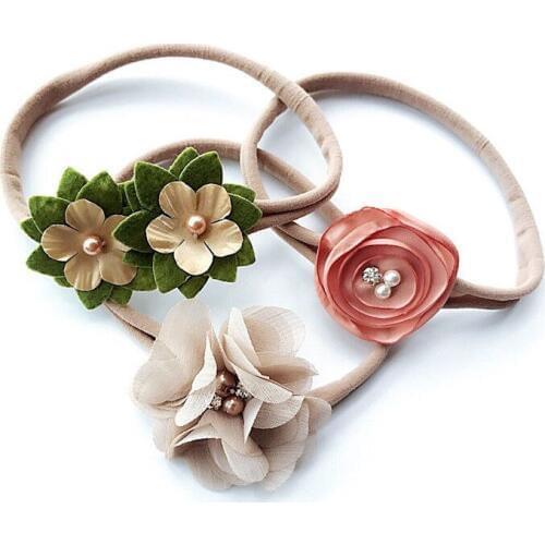 Pudcoco Baby Girl 3Pcs Kids Baby Girls Head Band Hair Bows Flower Girls Headband Stretch Hairband