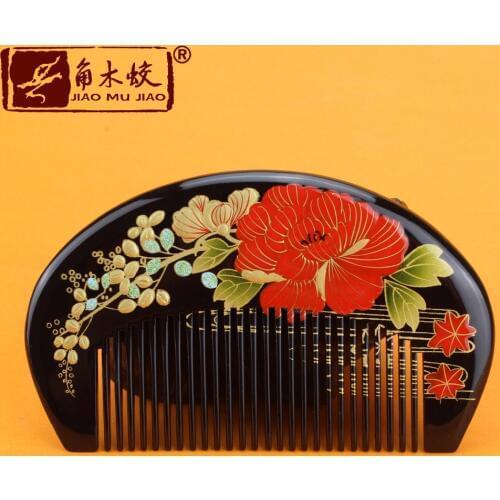 TOP END Authentic Natural Boxwood comb high-quality hand-painted art fine tooth pocket comb bag comb ACH-217