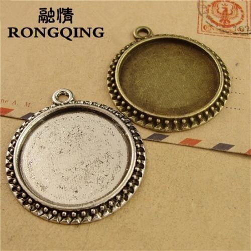 RONGQING 25mm 40pcs/lot Circular Retro Tray DIY Accessories Wholesale Craft