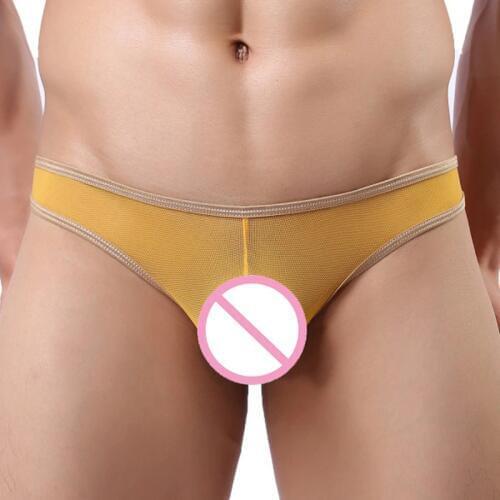 Sexy Men Mesh See Through U Convex Pouch Low Rise Waist G-Strings Transparent Breathable Thongs Gay Lingerie Wear F07