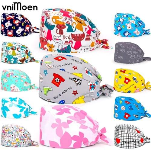 Same style series Unisex Operating Room Hats Pharmacy Nursing Cap Pet Laboratory Doctor Surgicals Hat women Operating Room Hat