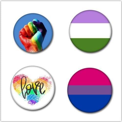 T1 LGBT Pride Rainbow Flag Tinplate Badge Support Gay Lesbian Bisexual Transgender Symbol Pin Lgbt Icons Rozet Brooch