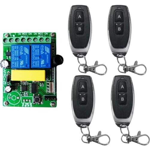 Universal Wireless Remote Control AC220V 2CH rf Relay Receiver and Transmitter for Universal Garage door and gate Control