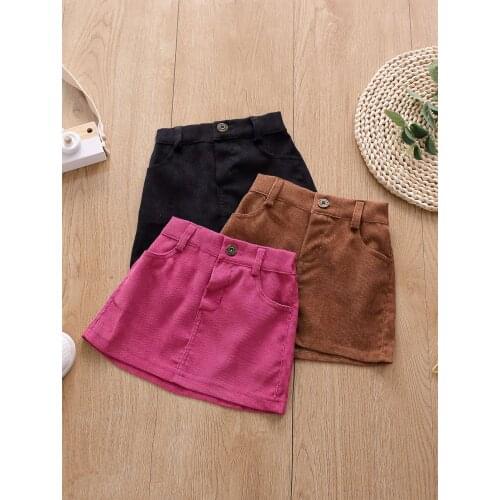 1-5Yrs Children Girls Corduroy Skirts 3Colors A-Line Baby Girls SKirts With Pocket Autumn Winter Clothing