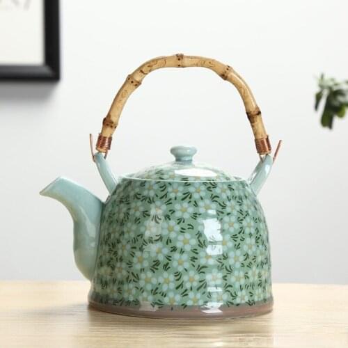 Large-capacity High-temperature Ceramic 1L, Ceramic Kettle with Filter TeapotCeramic Handle Pot
