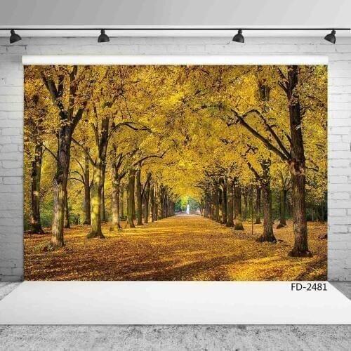 Yellow Trees Pathlet Vinyl Photographic Backgrounds Backdrops Photocall for Wedding Baby Children Photo Studio Photophone