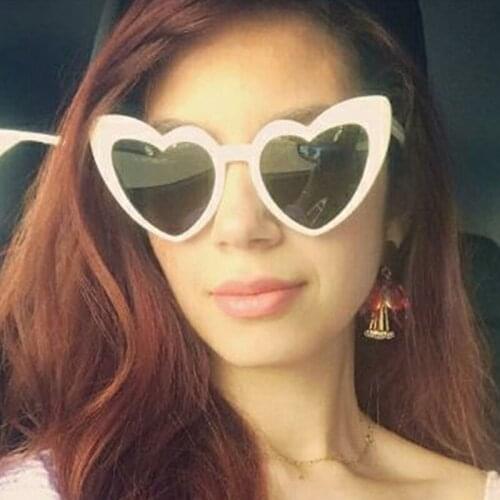 Love Heart Sunglasses Women Big Frame Personality Fashion Cute Sexy Retro Cat Eye Vintage Sun Glasses Pink Female