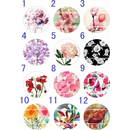 Handmade Colorful picture Round Glass Cabochons Refrigerator magnet for Necklace Decoration and Phone Chain Accessaries236