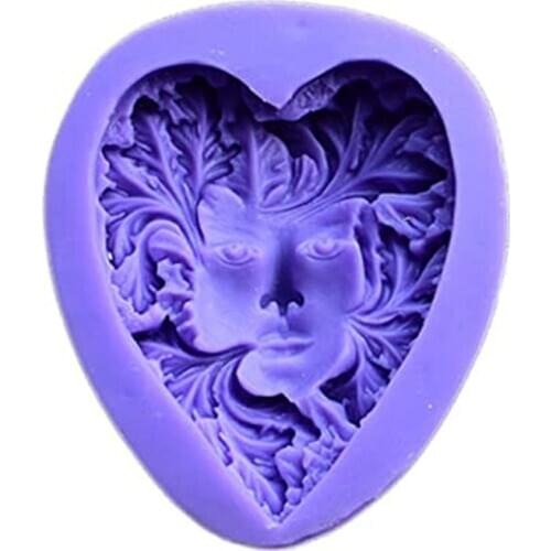 Girl Leaf Face Shape Silicone Cake Soap Mold Rattan Fairy Face Epoxy Resin Molds U7ED