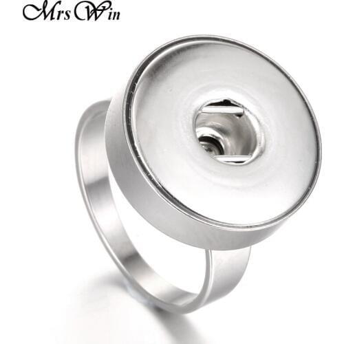 New Real Stainless Steel Snap Rings 4 Size Simple Elegant 18MM Snap Ring for Women Mrs Win Snap Jewelry