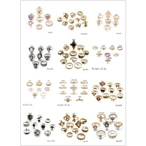 New Retro Lady Boho Finger Charm Lady Jewelry Joint Ring Set Decoration Memorial Gift