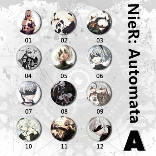 12 pcs/lot NieR: Automata Toys Brooch Badge NieR Toy Pins 58MM 75MM