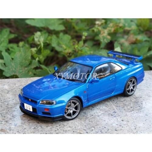 1:18 Solido For Nissan Skyline GTR R34 Metal Diecast Car Model Blue Kids Boys Girls Toys Gifts Collection Ornaments Display