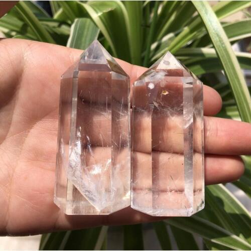 122g 2pcs NATURAL WHITE QUARTZ CRYSTAL POINT HEALING