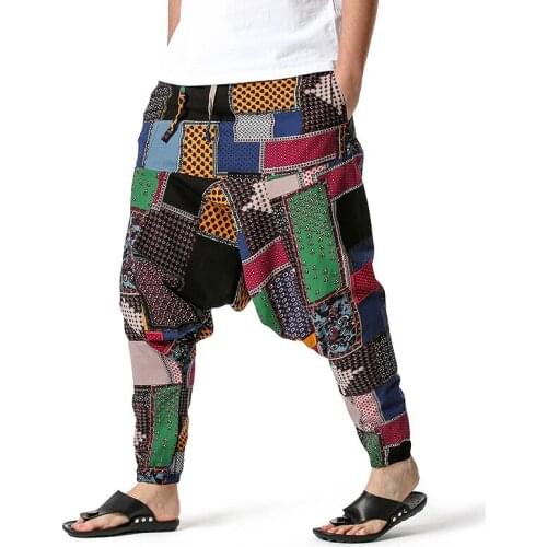 2021 Fashion Mens Cotton Harem Yoga Baggy Genie Boho Pants 3D Floral Print Trousers Joggers Pants Men Casual Streetwear Sports