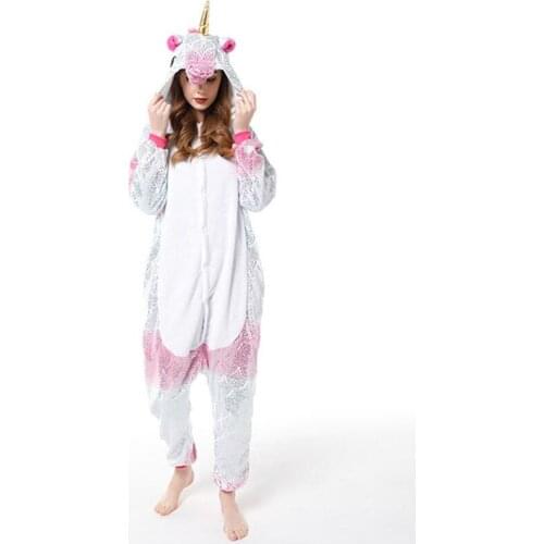 2021 Girls Boys Winter Pajamas Unicorn Bear Cartoon Anime Animal Onesies Kids Sleepwear Flannel Warm Jumpsuit Children Pajamas