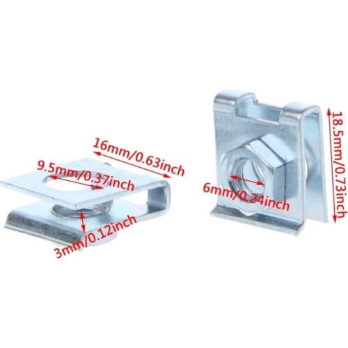 M2ED 4 Pcs Car License Plate Fastener Buckle Metal Screw Nut U-Type Clips Retainer 6mm