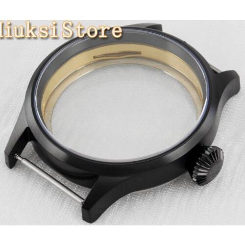 43mm black case sapphire glass pvd sterile Stainless steel case fit ST36 6497 6498 movements