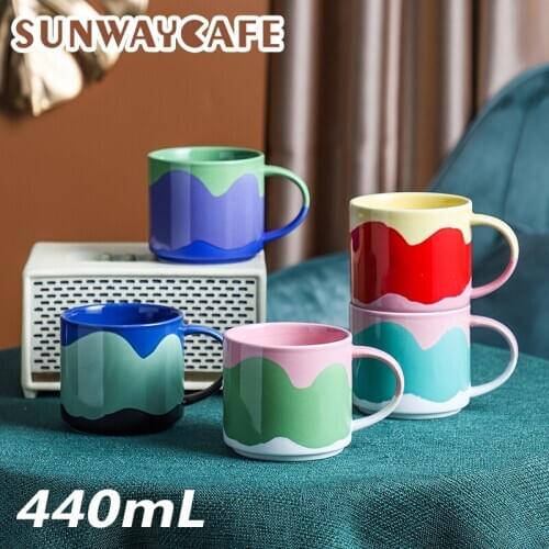 440ml Ceramic Hand Painted Coffee Cup Creative Vintage Cup European Style Cappuccino Cups For Latte Mocha Tea Coffee Cup
