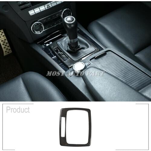 ABS Plastic Carbon Fiber Look Interior Console Gear Shift Box Panel Cover For Mercedes Benz GLK Class X204 2008-2012 1pcs