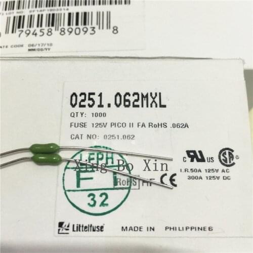 Free Shipping 300pcs/lot Imports of US special forces 300PCS 0251.062NRT1L 1/16A LF 62mA 125V Littelfuse Fuses