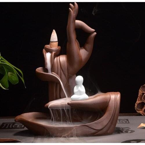 Backflow Incense Burner Buddha Guanyin Incense Waterfall Decorations for Home Incense Sticks Stove For Home Decor Living Room