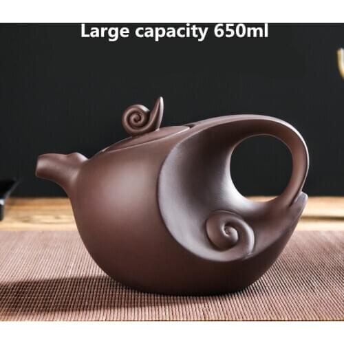 Large Capacity Household Handmade Purple Sand Teapot Chinese Teaware Yixing Zisha Zhu Clay Ball Filter Bubble Teapot Moon Pot