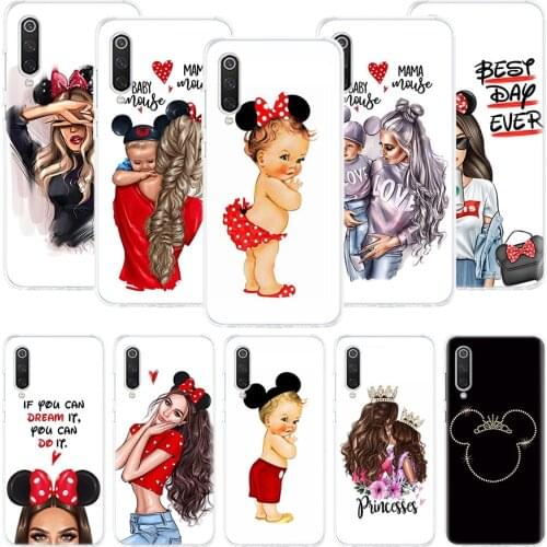 Mouse Baby Mon Girl Love Phone Case For Xiaomi Redmi Note 10 9 8 Pro 9S 8 8T 7 6 5 6A 7A 8A 9A 9C 4X S2 K20 K30 Art Cover Coque