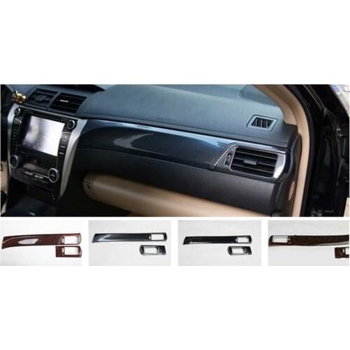 2pcs/lot ABS carbon fiber grain or wooden grain Passenger side dashboard decoration cover for 2012-2017 Toyota camry MK7