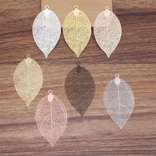 Gold Color Big Leaf Pendant Charms Vintage Metal Leaf Jewelry Findings for DIY MAXI Necklace Women 2016