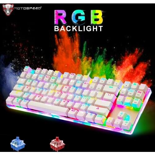 Motospeed K87S Gaming Mechanical Keyboard 87 Key USB Wired RGB Backlight Red Switch Keyboards For Computer Russian Laptop Gamer