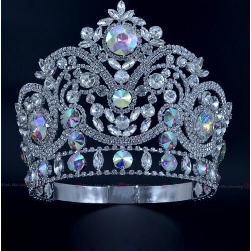 Pageant Crown Rhinestone Crystal AB Silver Beauty Queen Bridal Wedding Tiaras Princess Headress Fashion Hair Jewelry Crown MO224