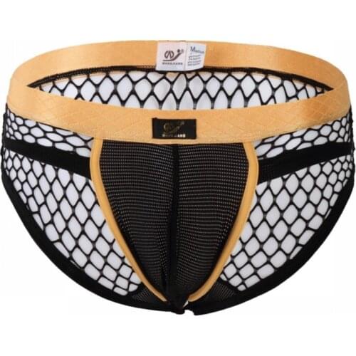 Men sexy Mesh Fishnet Briefs Ice Silk Fabric Brief Underwear Gay Underwear High Elastic Bikini 2020 Summer