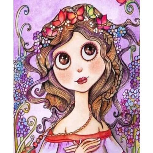 5D Full Round With AB Drill Diamond Embroidery Girl Cartoon Diamond Painting Kits Rhinestone Mosaic Cross Stitch Kit Home Decor