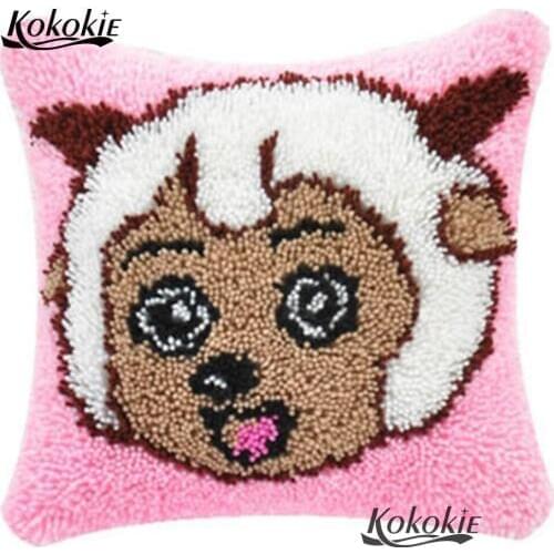 DIY embroider needlework kits Unfinished Embroidery Pillowcase Latch Hook Pillow sheep cross-stitch cushion Crocheting Rug Kits