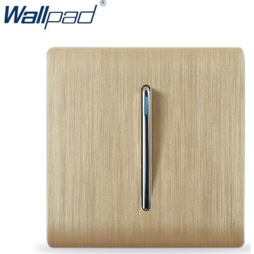 1 Gang 1 Way Wall Light Switches Wallpad Luxury Champagne Gold Color Fluorescence Push Button Switch Rocker switch Interrupteur