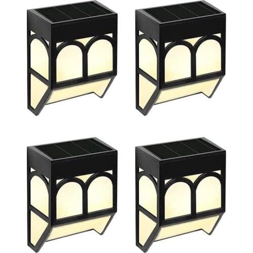 4PCS 2LED Solar Light Wall Light, Waterproof Deck Decorative Landscape Light for Yard Patio ,Warm White/Color Changing