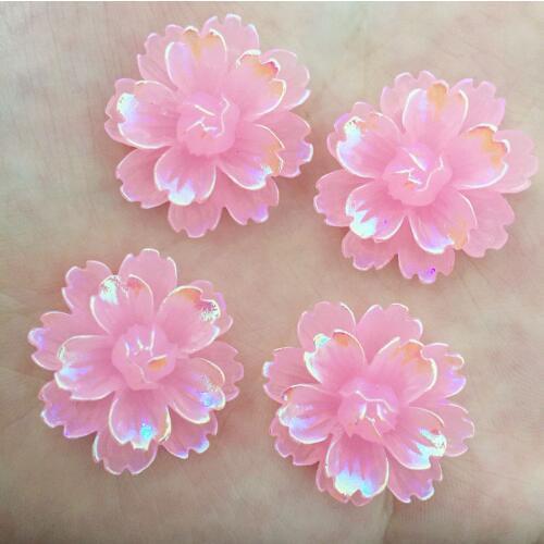 NEW 12PCS 25mm AB Resin Candy Color Flower Stone Flatback Wedding Buttons Crafts K131*2