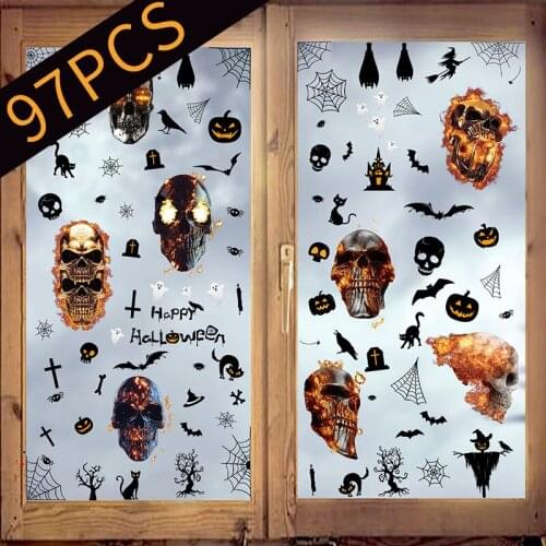 New Halloween Skull Wall Stickers Creative Shopping Window Background Decoration Halloween Party Decoration Stickers