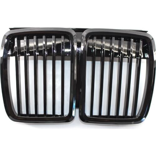 Pair of Gloss Black Front Center Racing Grille Fits BMW 3-Series E30 1982-1994