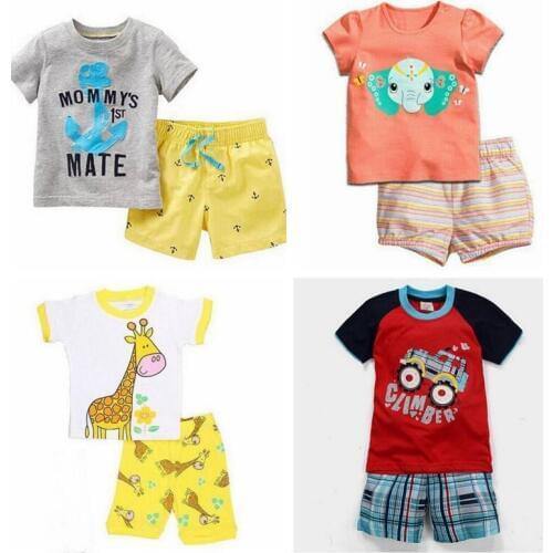Hot Girls Pajamas Suit Sleepwear Sleep Suits Kids T-shirts Pants Children pyjama Cotton Tops + short pants kids home wear