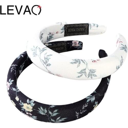 LEVAO Floral Sponge Padded Head Hoop 3cm Headband Women Black White Flowers Hair Accessories Turban Girls Headwear 2021 New