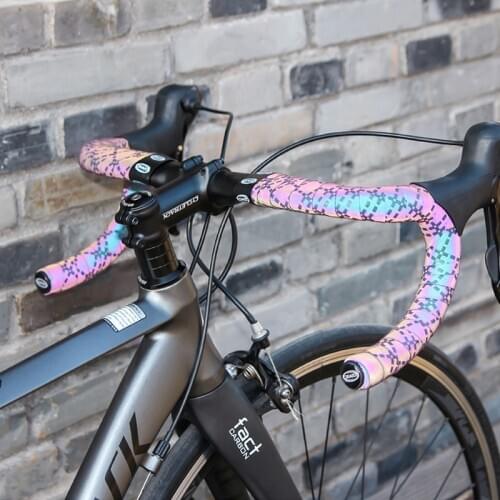 Anti-Slip Bicycle Handlebar Tape Reflective Road Bike Handle Bar Tape End Plug EVA PU Wrap Leather Shockproof Cycling Grips Belt