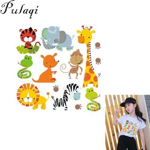 Pulaqi Cute Animal Patches Iron On Patches For Clothes Childrens T-shirt Dresses DIY Accessory Decoration A-level Washable B