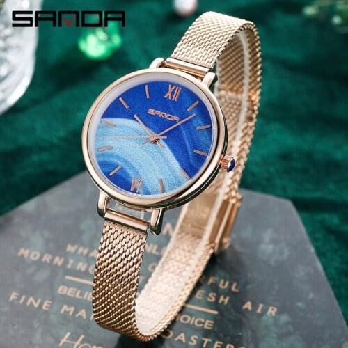 SANDA Women Quartz Watch Top Brand Ladies Watch Starry Sky Belt Watches Fashion Waterproof Clocks Relogios Feminino Wrist watch