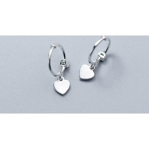 MloveAcc Genuine 925 Sterling Silver Heart Hoop Earrings for Charm Women Wedding Party Sterling Silver Fashion Jewelry