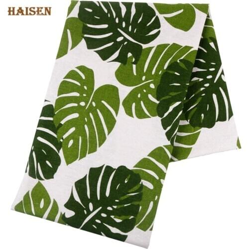 Printed Green Leaves Series Linen Cotton Fabrics For DIY Quilting & Sewing Sofa Cover Table Clothes Curtain Bag Cushion Material